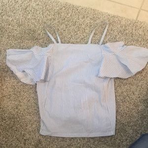 Blue and white striped spaghetti strapped shirt